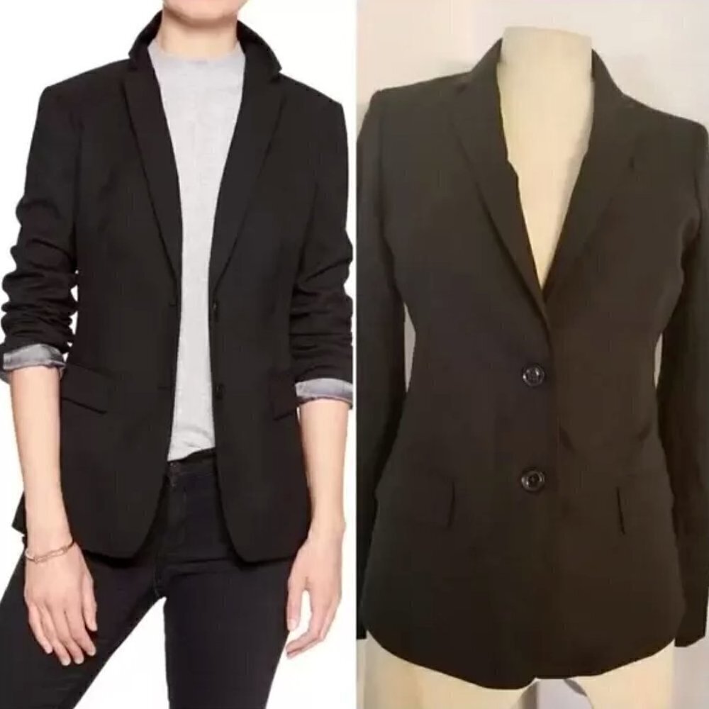 BANANA REPUBLIC WOOL BLEND BLACK BLAZER